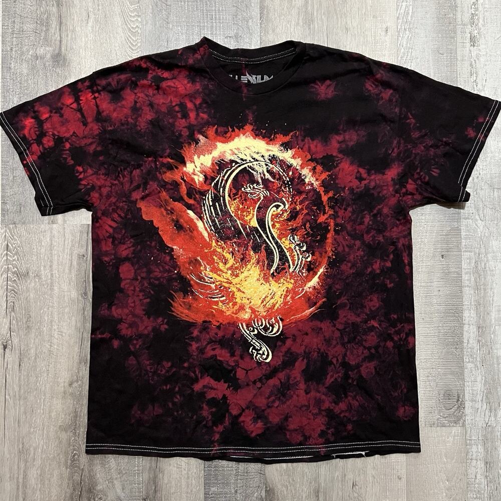 ILLENIUM Red Tie Dye Fire Dragon EDM T Shirt Electronic Merch Phoenix Graphic XL